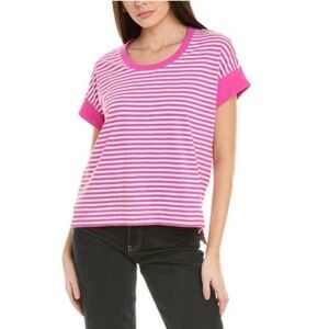 Cabi Blouse Medium Backyard Tee Limited Release Pink Striped Preppy Colorful